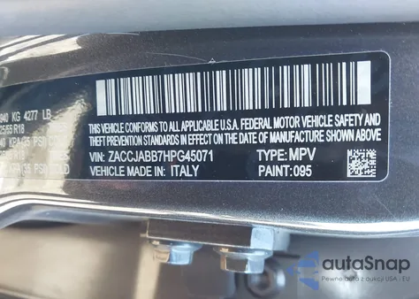 2017 Jeep Renegade Latitude Fwd from USA, damaged, VIN ZACCJABB7HPG45071